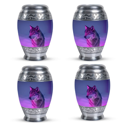 Purple Personalized Wolf Cremation Urn for Human Ashes - 10-inch, 200 cu in - Yatskia