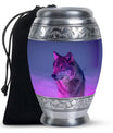Wolf Cremation Urn for Ashes - Purple Wolf Design Memorial Urn