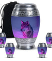 Wolf Cremation Urn for Ashes - Purple Wolf Design Memorial Urn