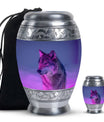 Wolf Cremation Urn for Ashes - Purple Wolf Design Memorial Urn