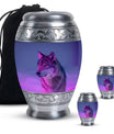 Wolf Cremation Urn for Ashes - Purple Wolf Design Memorial Urn