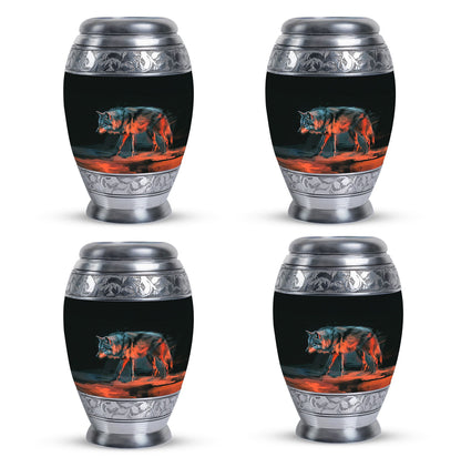 Black Personalized Wolf Cremation Urn for Human Ashes - 10-inch, 200 cu in - Yatskia