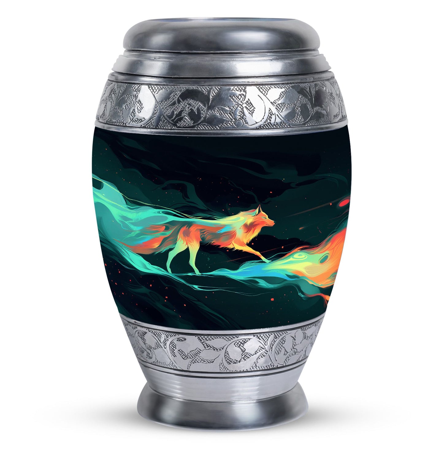Colorful Personalized Wolf Cremation Urn for Mom - 10-inch, 200 cu in - Yatskia