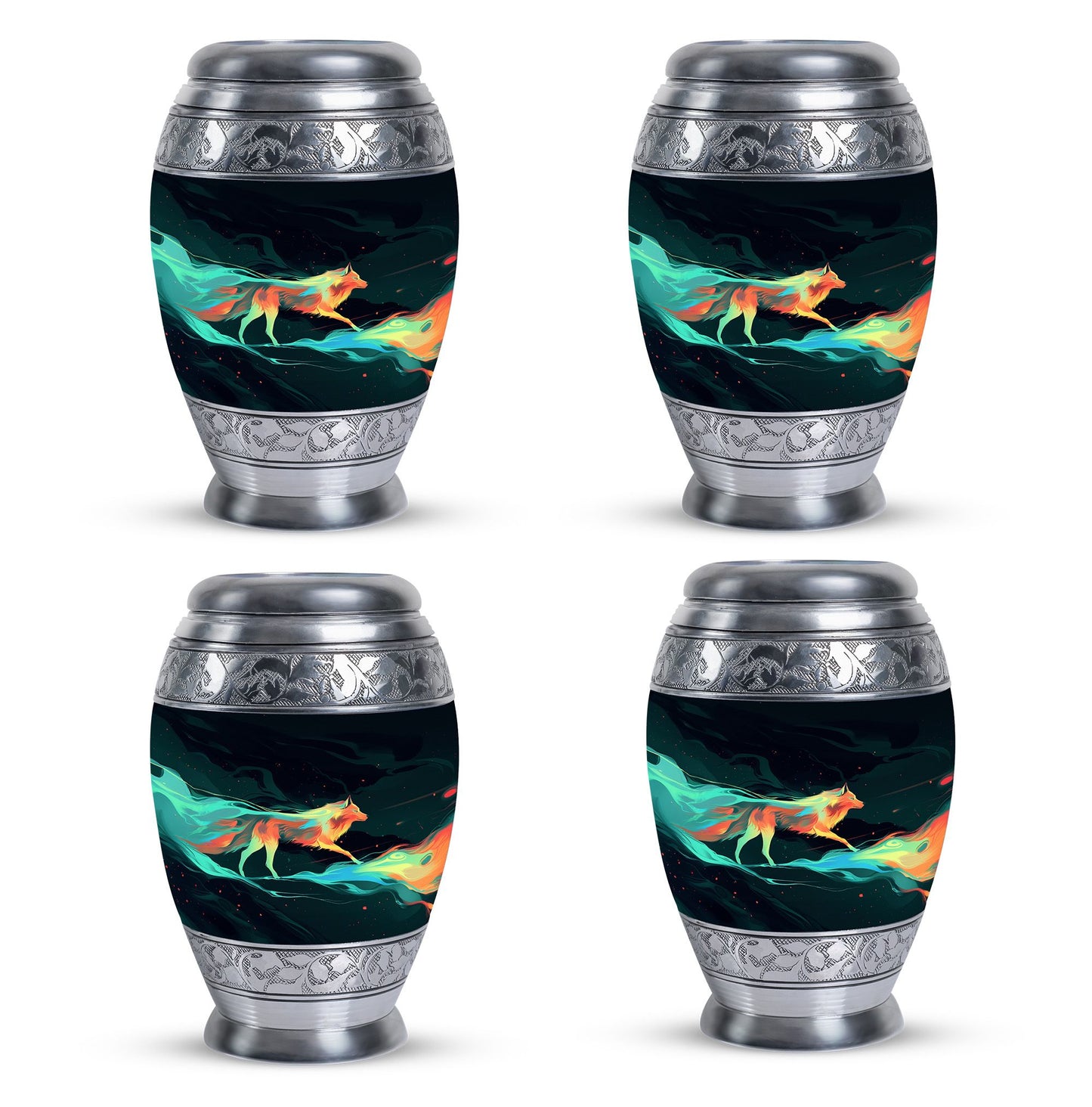 Colorful Personalized Wolf Cremation Urn for Mom - 10-inch, 200 cu in - Yatskia