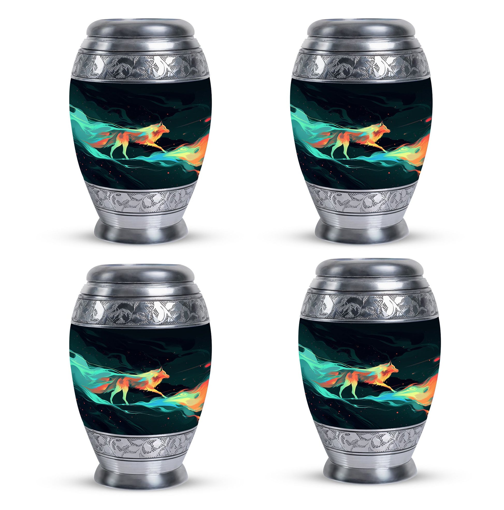 Colorful Wolf Cremation Urn for Human Ashes - Urn for Mom and Dad