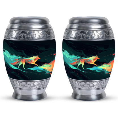 Colorful Personalized Wolf Cremation Urn for Mom - 10-inch, 200 cu in - Yatskia