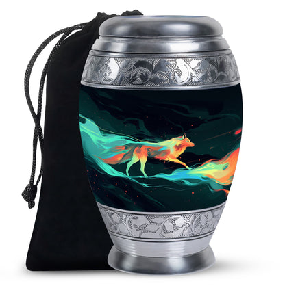 Colorful Personalized Wolf Cremation Urn for Mom - 10-inch, 200 cu in - Yatskia
