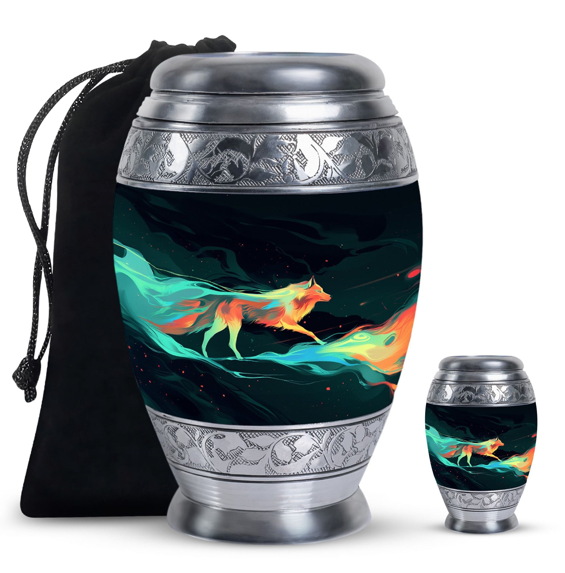Colorful Wolf Cremation Urn for Human Ashes - Urn for Mom and Dad