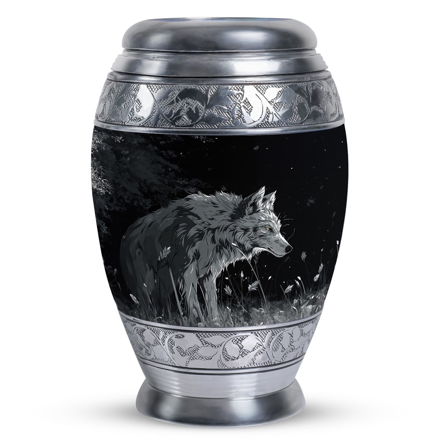 Personalized Wolf Cremation Urn for Men & Women - 10-inch, 200 cu in - Yatskia