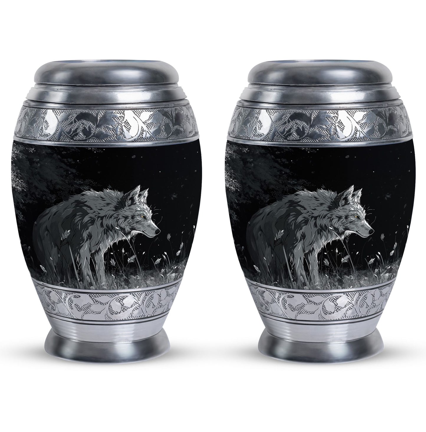 Personalized Wolf Cremation Urn for Men & Women - 10-inch, 200 cu in - Yatskia