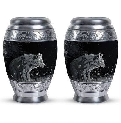 Personalized Wolf Cremation Urn for Men & Women - 10-inch, 200 cu in - Yatskia