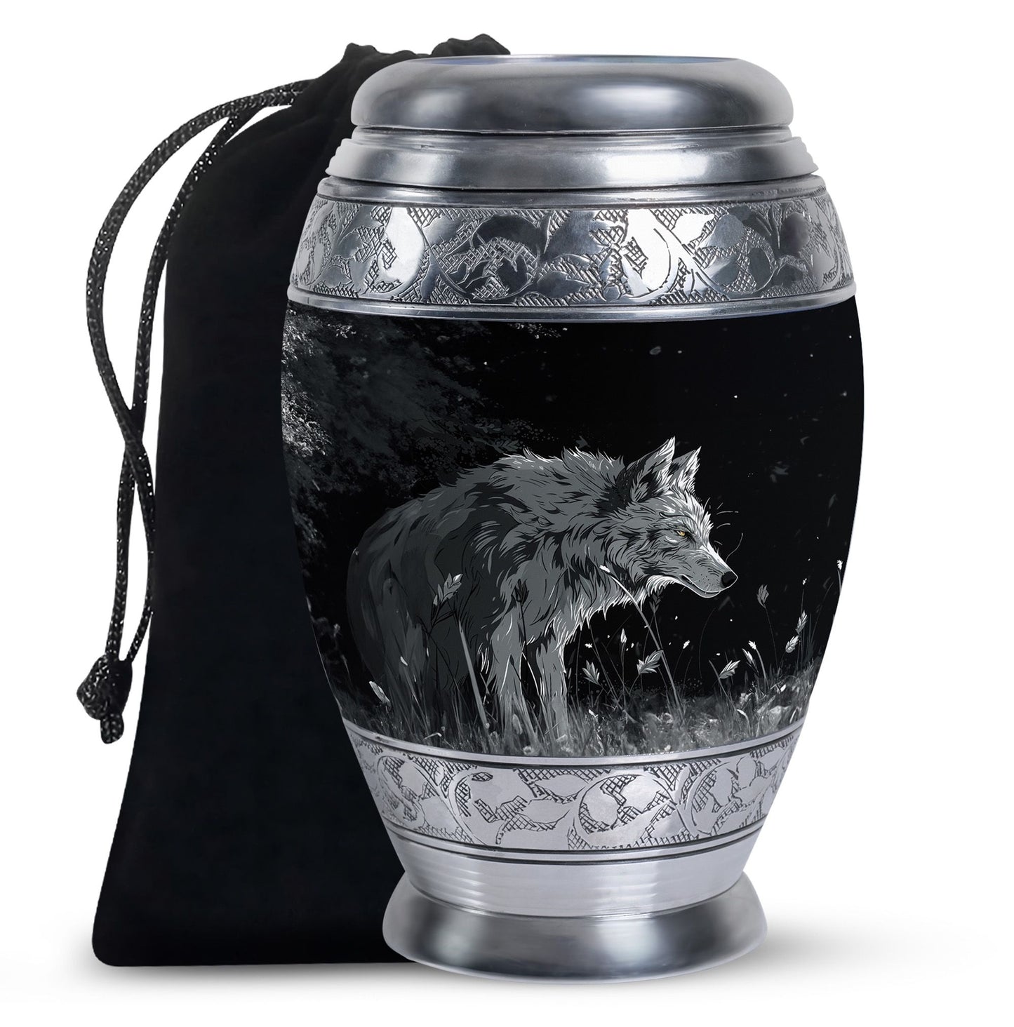 Personalized Wolf Cremation Urn for Men & Women - 10-inch, 200 cu in - Yatskia