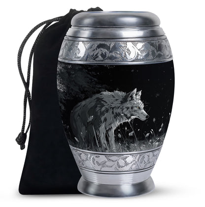 Personalized Wolf Cremation Urn for Men & Women - 10-inch, 200 cu in - Yatskia