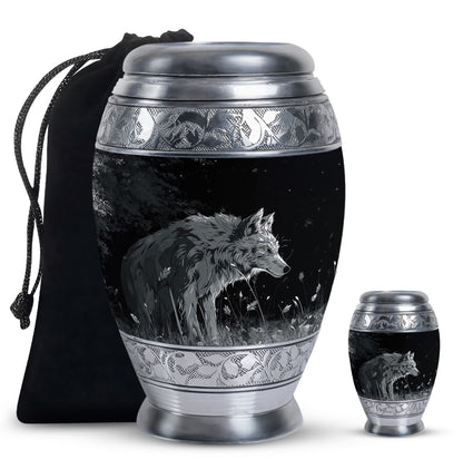 Personalized Wolf Cremation Urn for Men & Women - 10-inch, 200 cu in - Yatskia