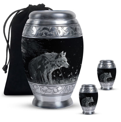 Personalized Wolf Cremation Urn for Men & Women - 10-inch, 200 cu in - Yatskia