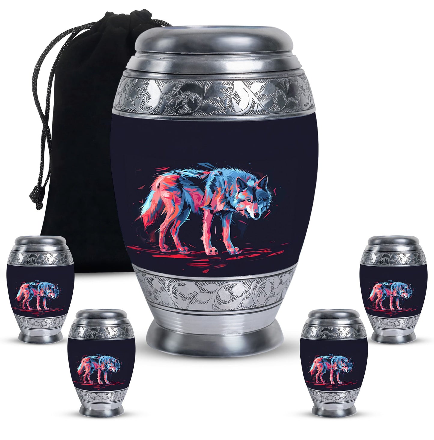 Personalized Wolf Cremation Urn for Mom - 10-inch, 200 cu in - Yatskia