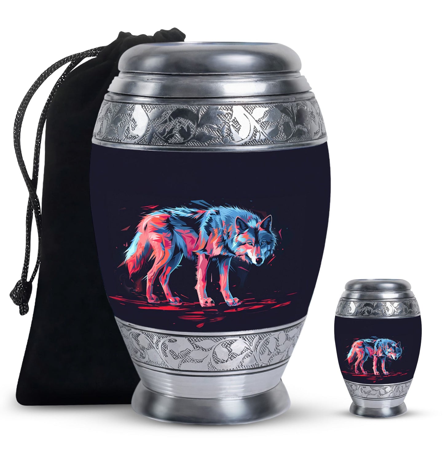 Personalized Wolf Cremation Urn for Mom - 10-inch, 200 cu in - Yatskia