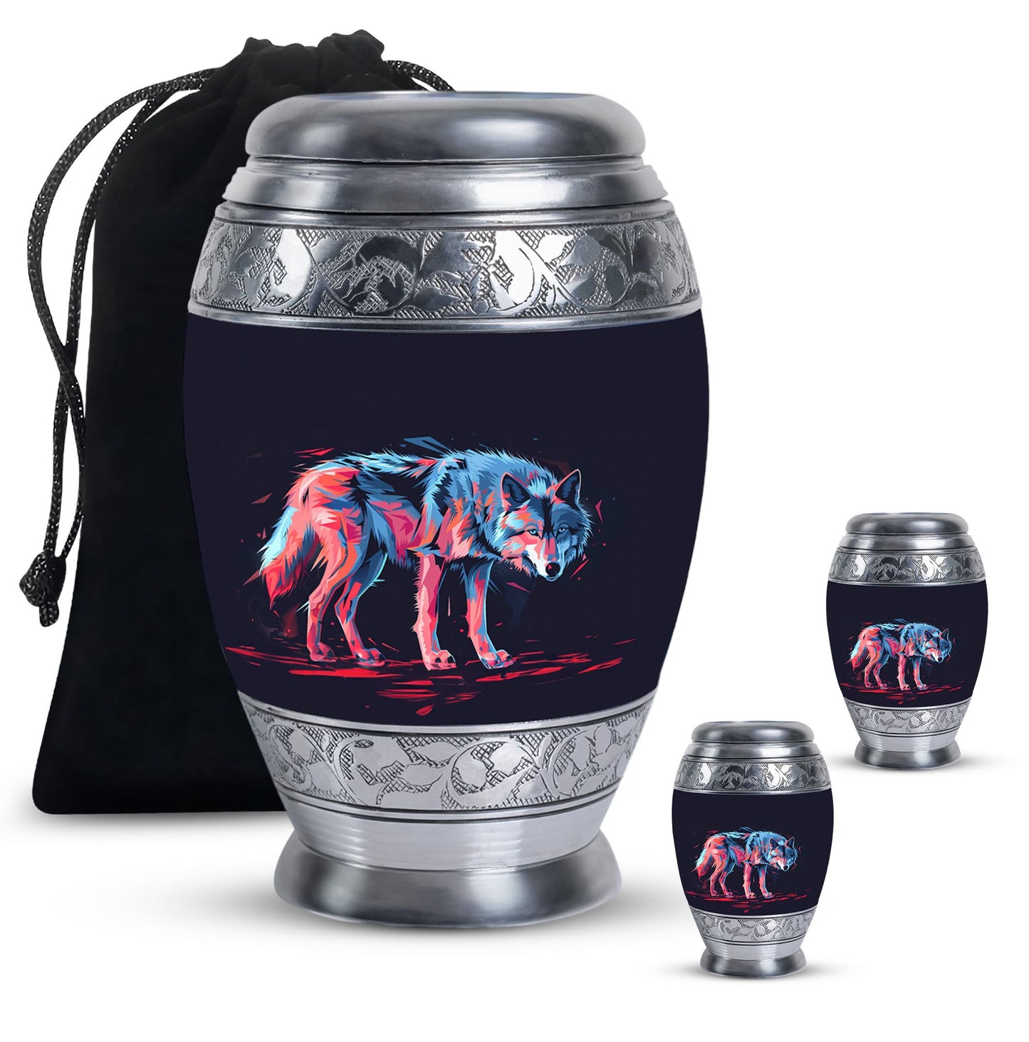 Personalized Wolf Cremation Urn for Mom - 10-inch, 200 cu in - Yatskia