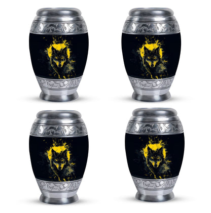 Black Personalized Wolf Cremation Urn for Human Ashes - 10-inch, 200 cu in - Yatskia