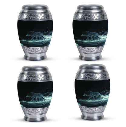 Blue Personalized Wolf Cremation Urn for Adults - 10-inch, 200 cu in - Yatskia