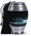 Blue Wolf Cremation Urn for Human Ashes - Memorial Urn for Adults