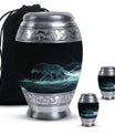 Blue Wolf Cremation Urn for Human Ashes - Memorial Urn for Adults