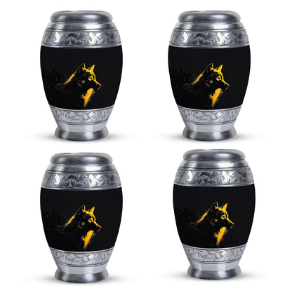 Black Personalized Wolf Cremation Urn for Adult - 10-inch, 200 cu in - Yatskia
