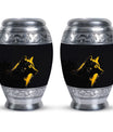 Black and Gold Wolf Urn for Human Ashes - Urn for Adult Mom and Dad