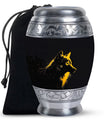 Black and Gold Wolf Urn for Human Ashes - Urn for Adult Mom and Dad