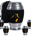 Black and Gold Wolf Urn for Human Ashes - Urn for Adult Mom and Dad