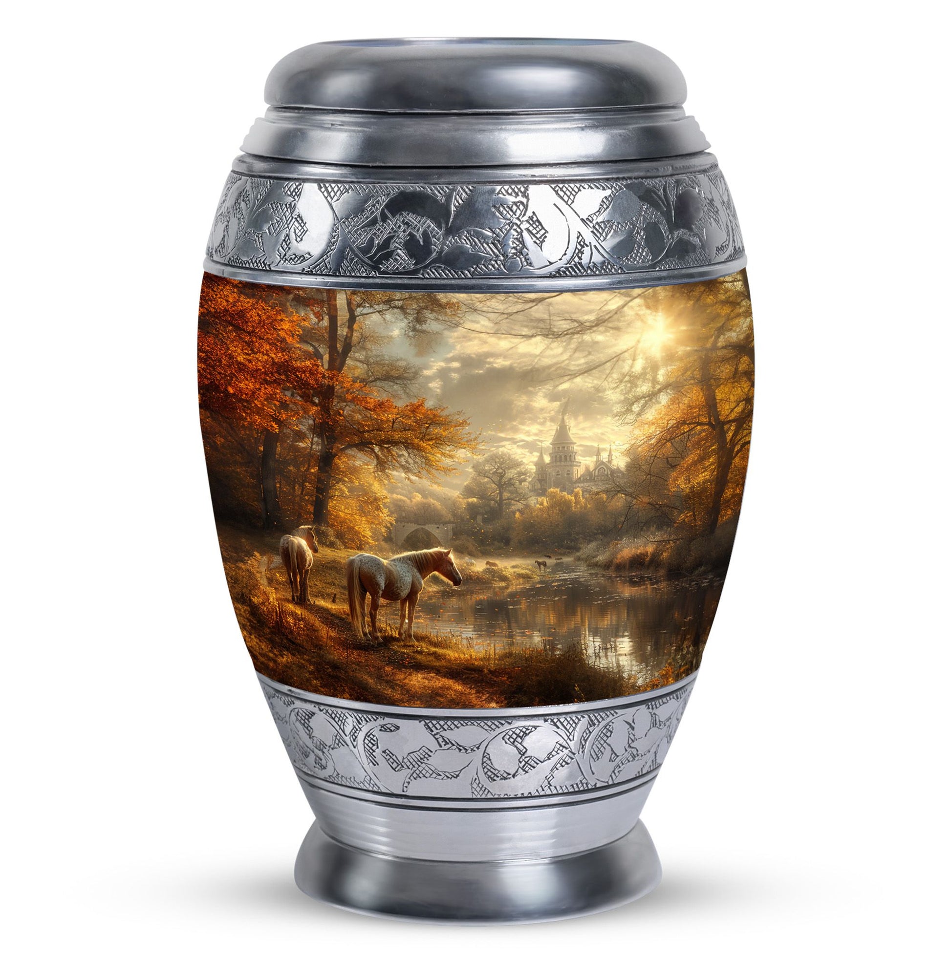 Horse Meadow Cremation Urn for Human Ashes - Memorial Urn for Mom and Dad