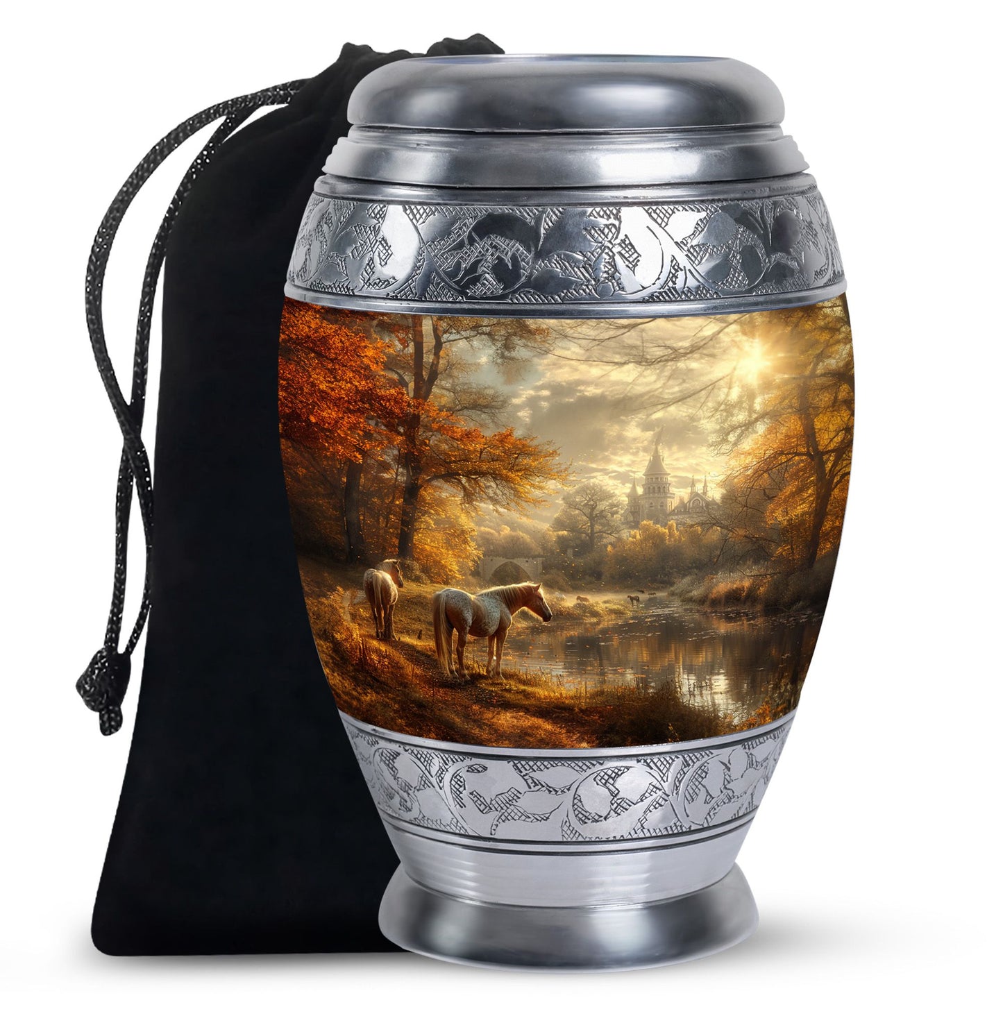 Personalized Horse Memorial Urn for Human Ashes - 10-inch, 200 cu in - Yatskia