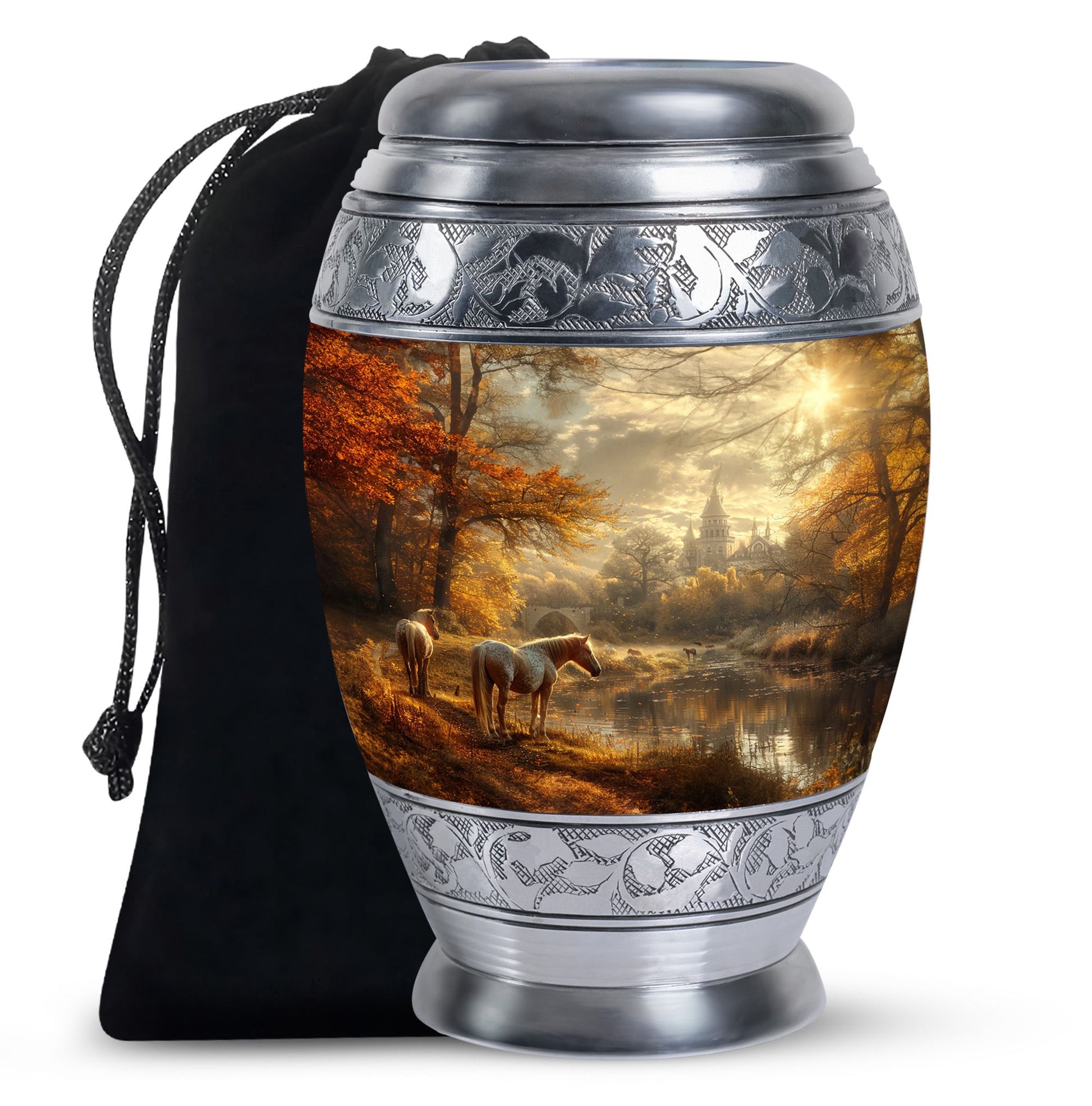Horse Meadow Cremation Urn for Human Ashes - Memorial Urn for Mom and Dad