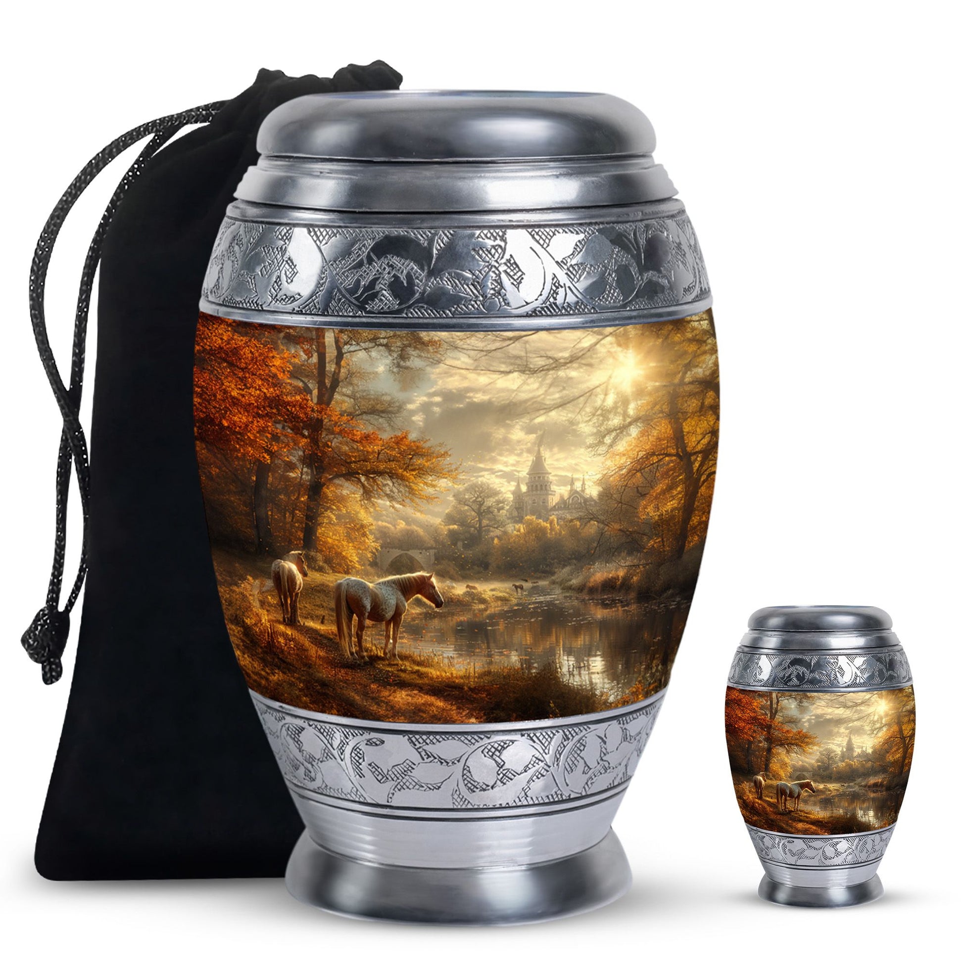 Horse Meadow Cremation Urn for Human Ashes - Memorial Urn for Mom and Dad