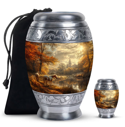 Personalized Horse Memorial Urn for Human Ashes - 10-inch, 200 cu in - Yatskia