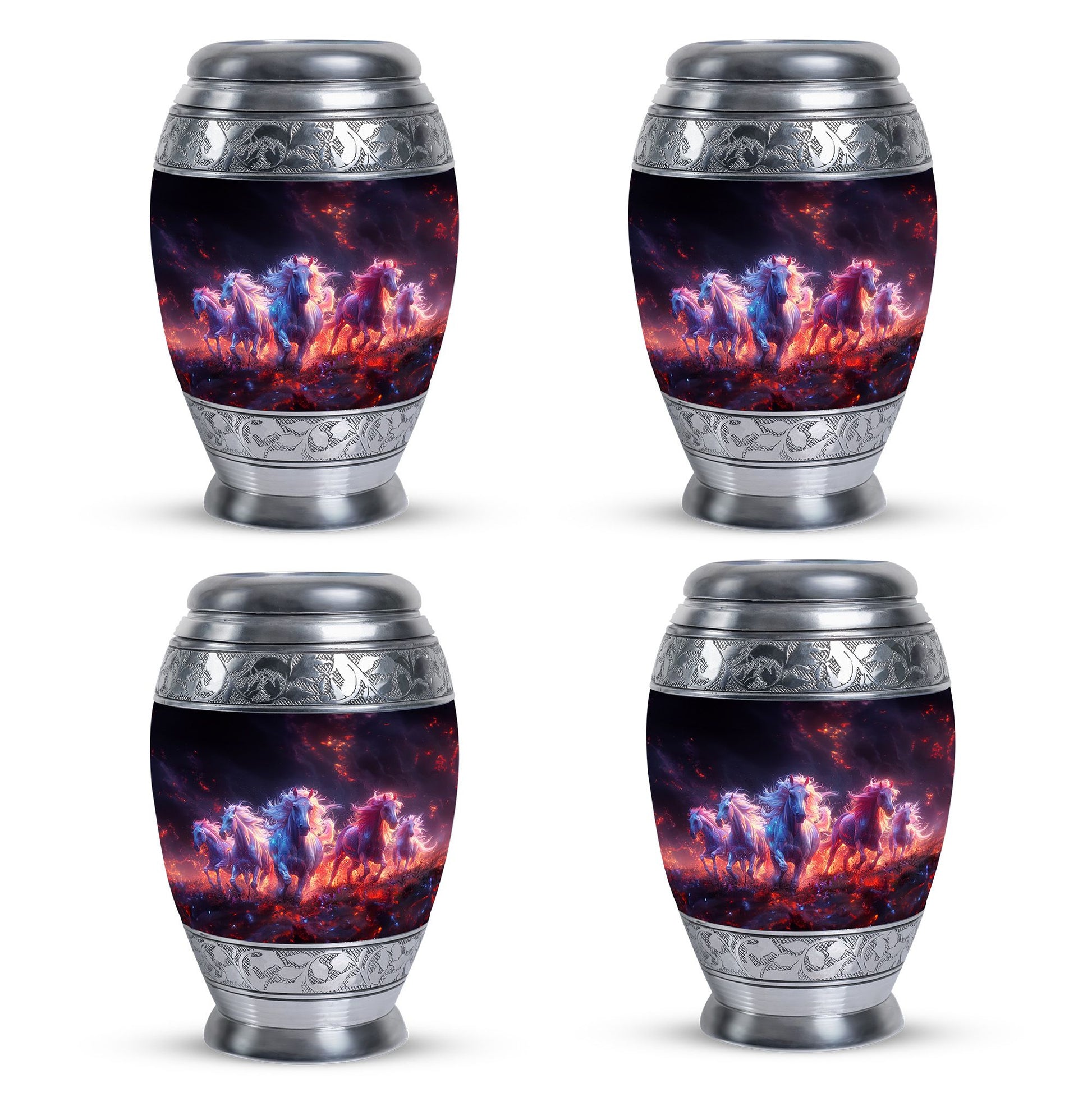 Galloping Horses Cremation Urn for Human Ashes - Urn Keepsake Set