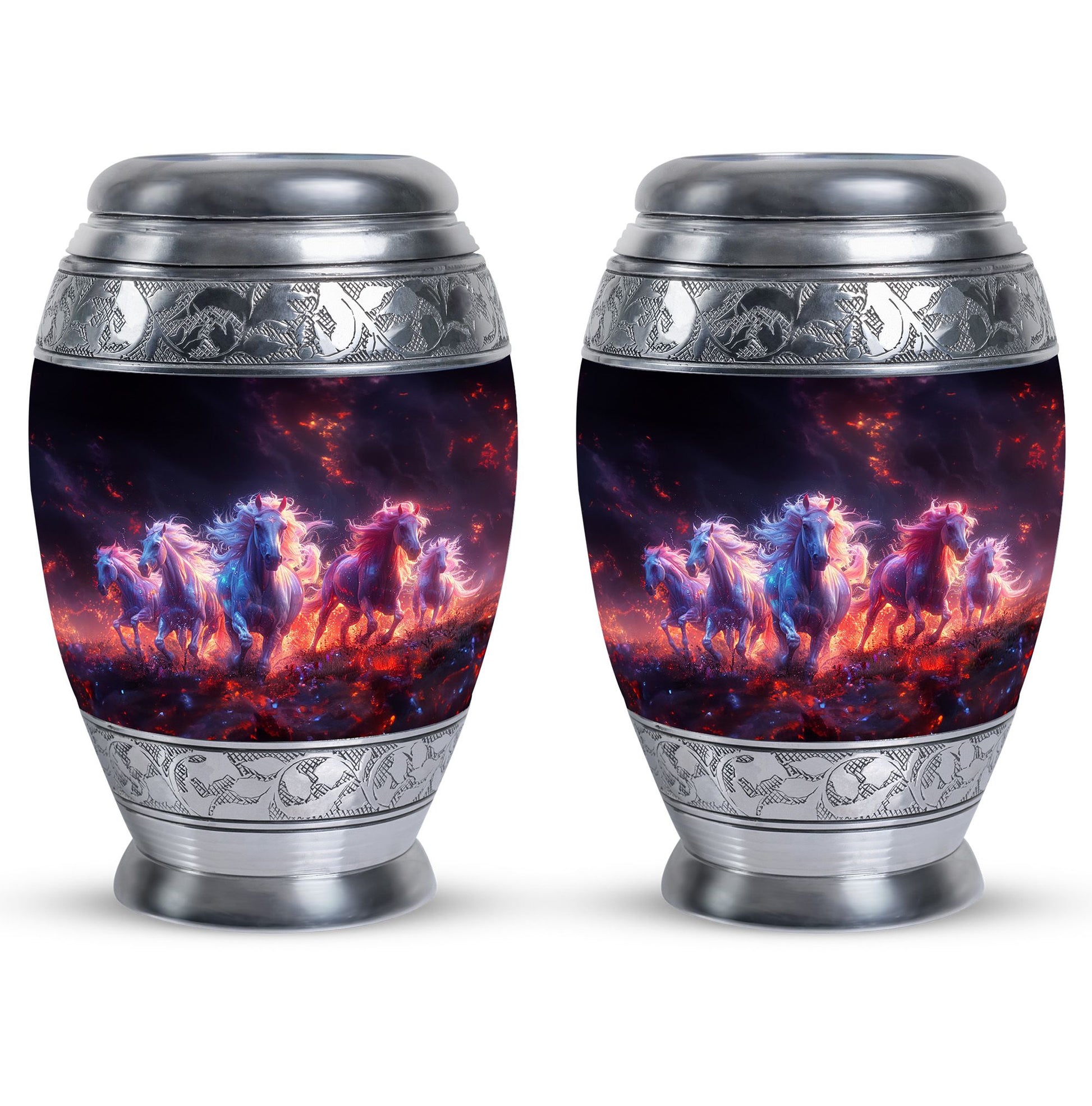 Galloping Horses Cremation Urn for Human Ashes - Urn Keepsake Set