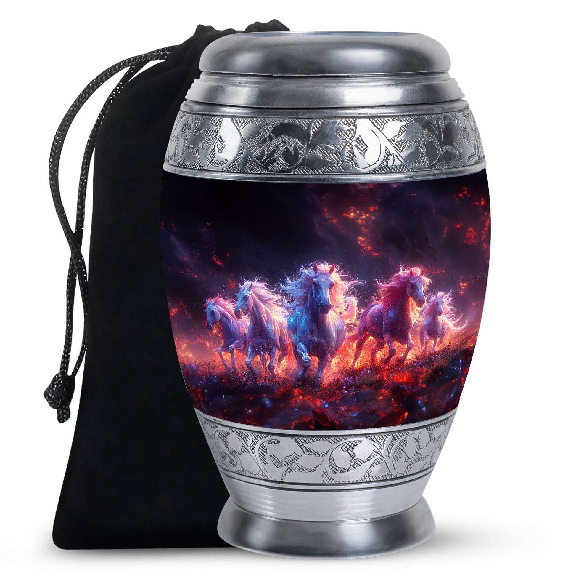 Galloping Horses Cremation Urn for Human Ashes - Urn Keepsake Set