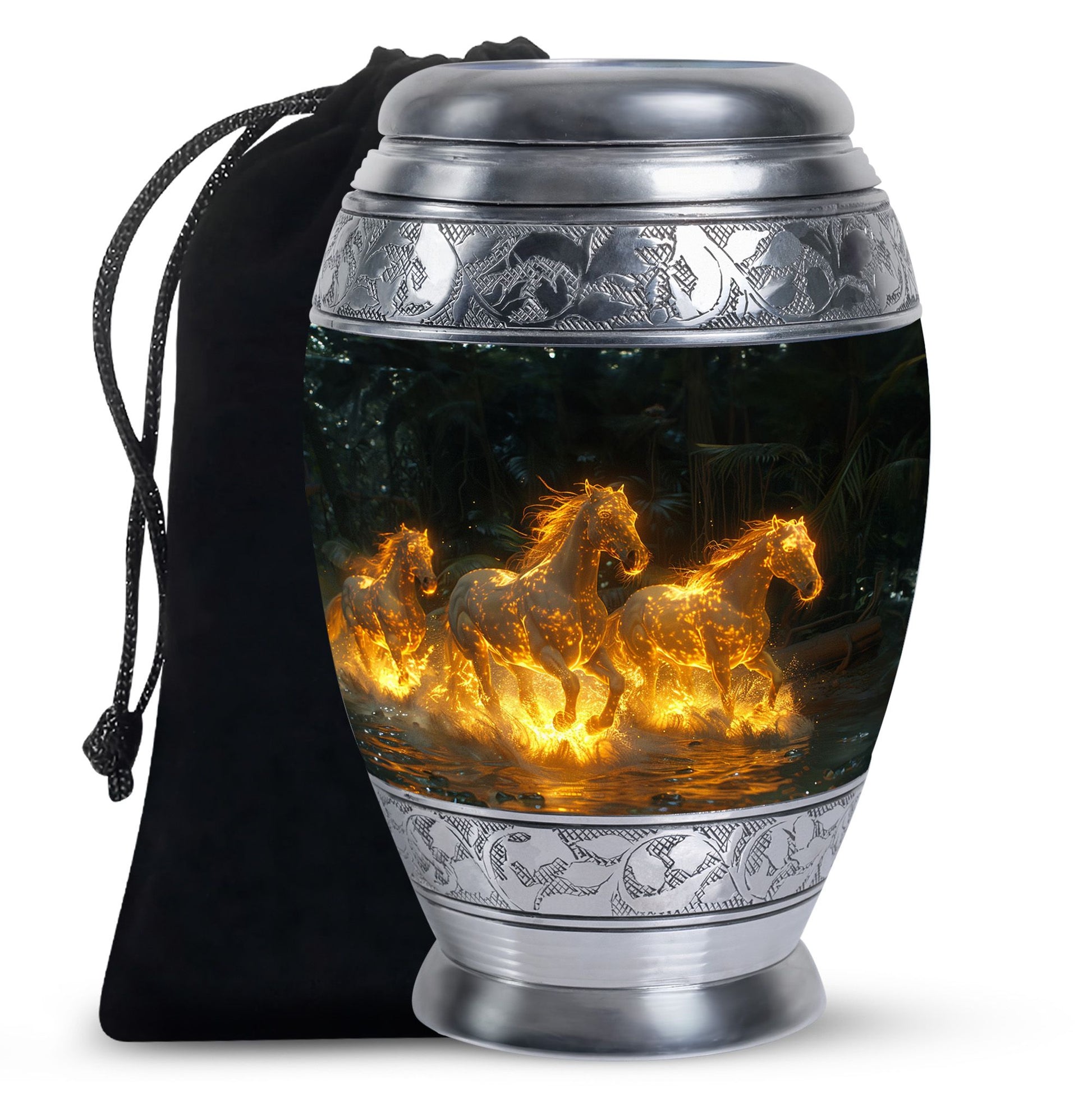 Fiery River Steeds Horse Cremation Urn For Human Ashes - Funeral Urns