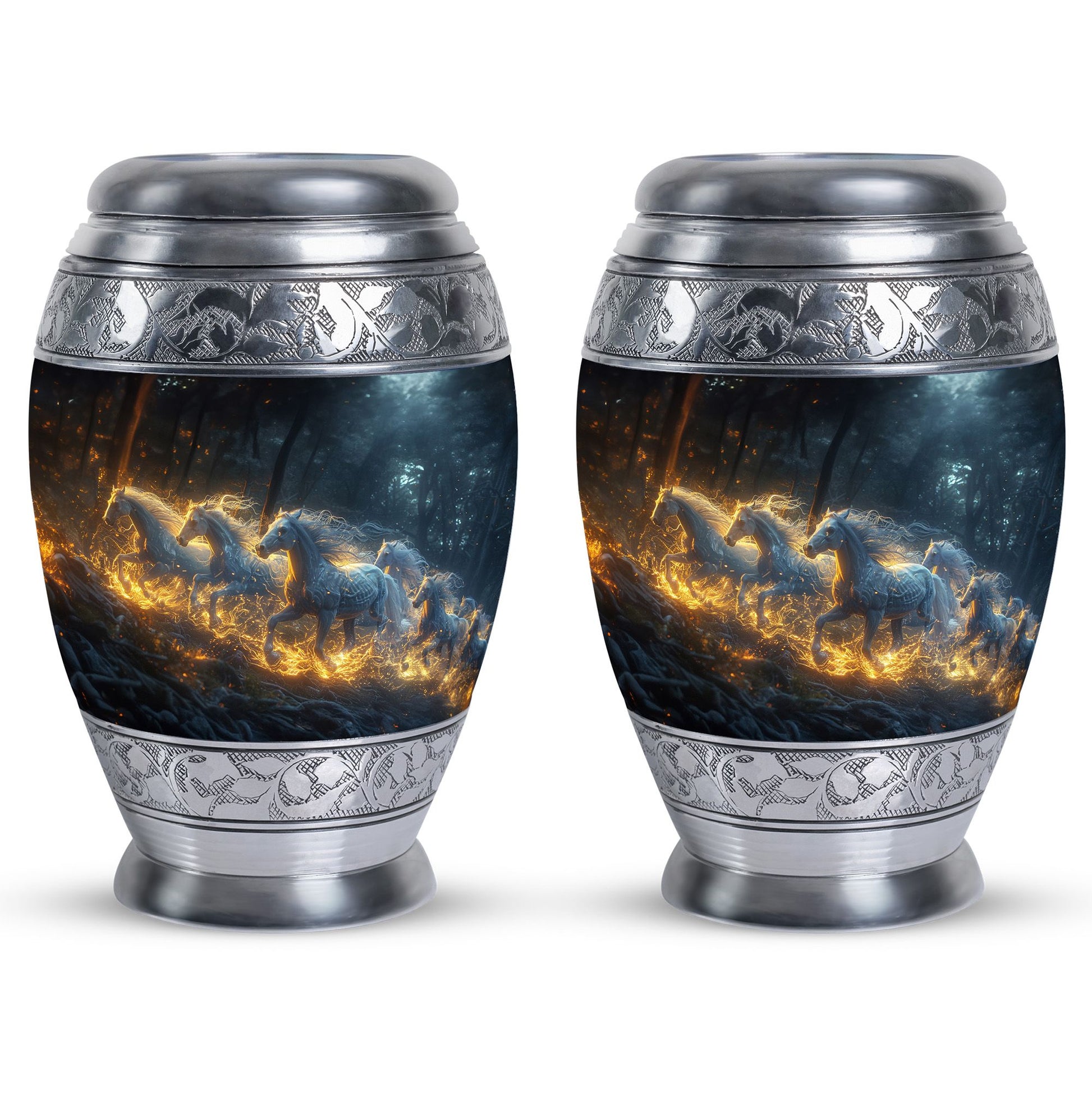 Galloping Horses Cremation Urn For Human Ashes - Urns For Adult Male