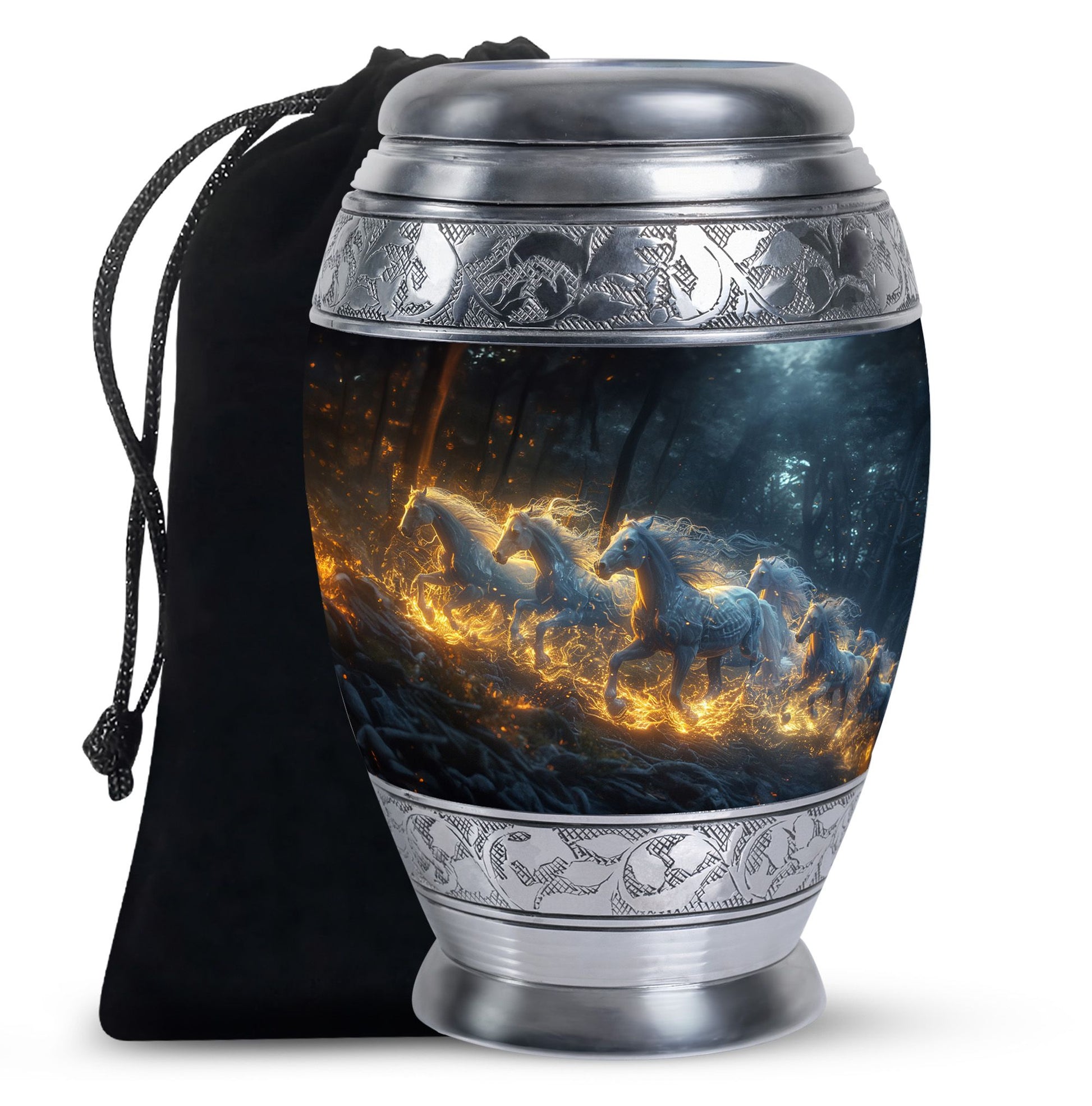 Galloping Horses Cremation Urn For Human Ashes - Urns For Adult Male