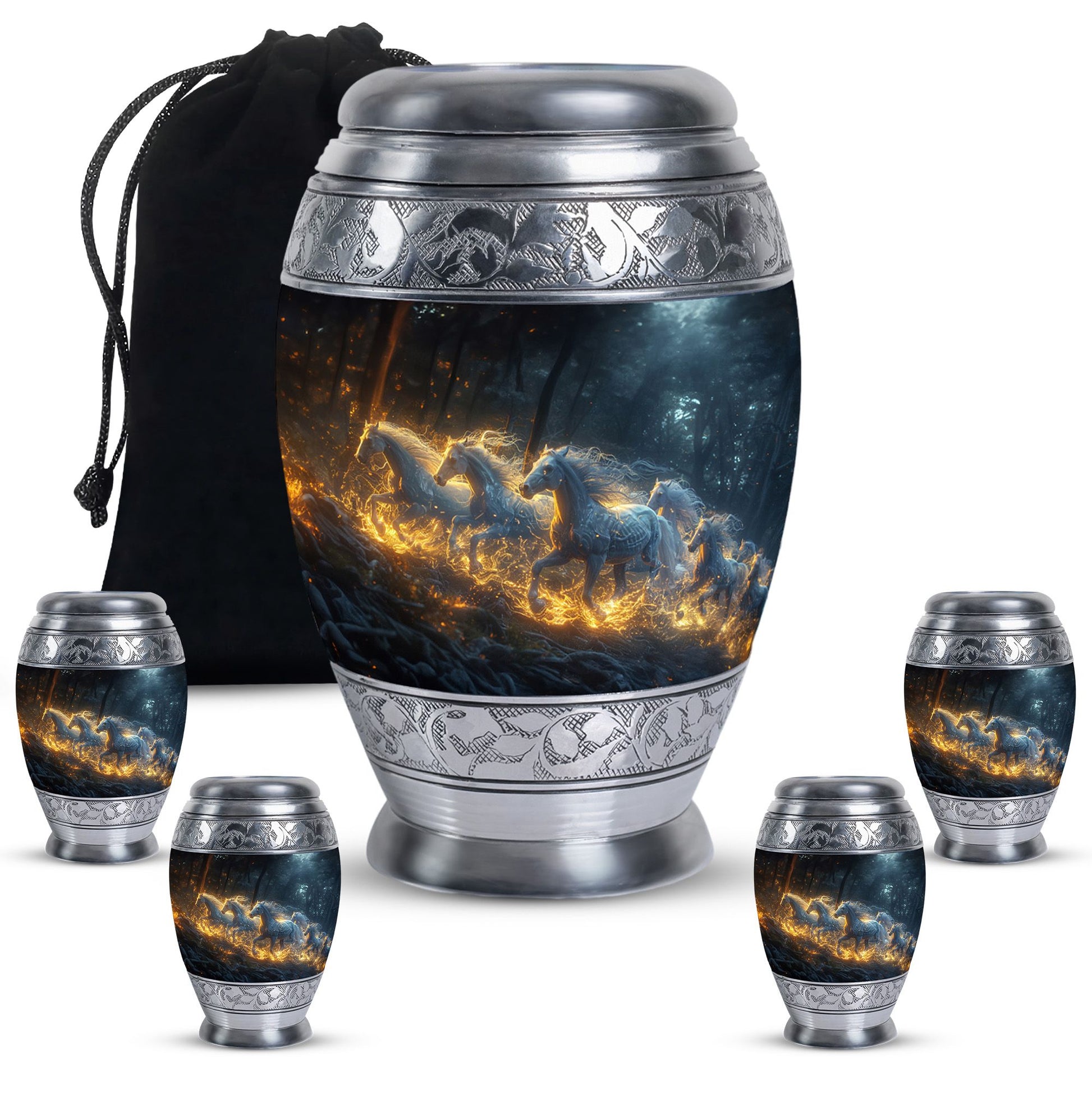 Galloping Horses Cremation Urn For Human Ashes - Urns For Adult Male
