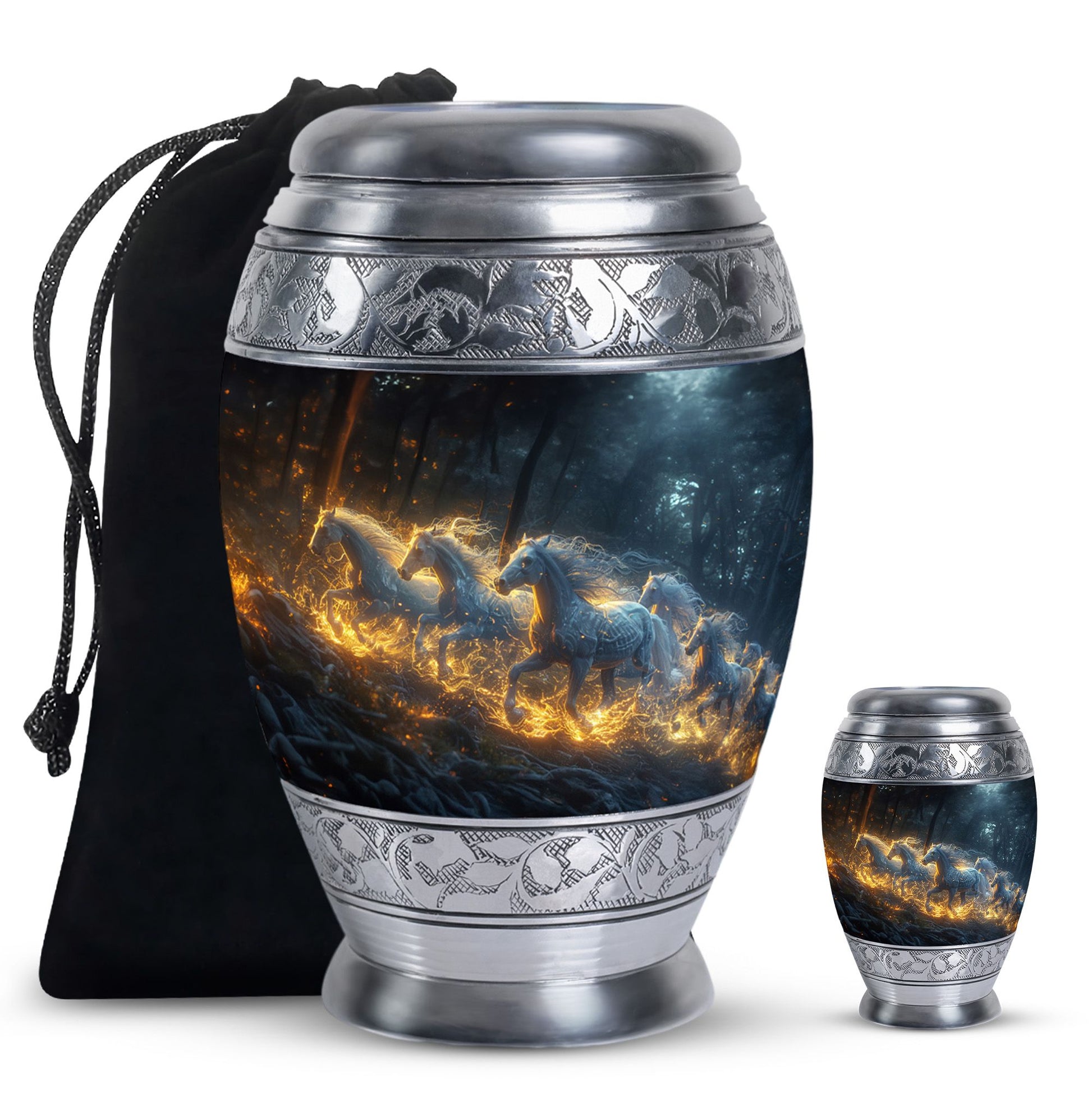 Galloping Horses Cremation Urn For Human Ashes - Urns For Adult Male