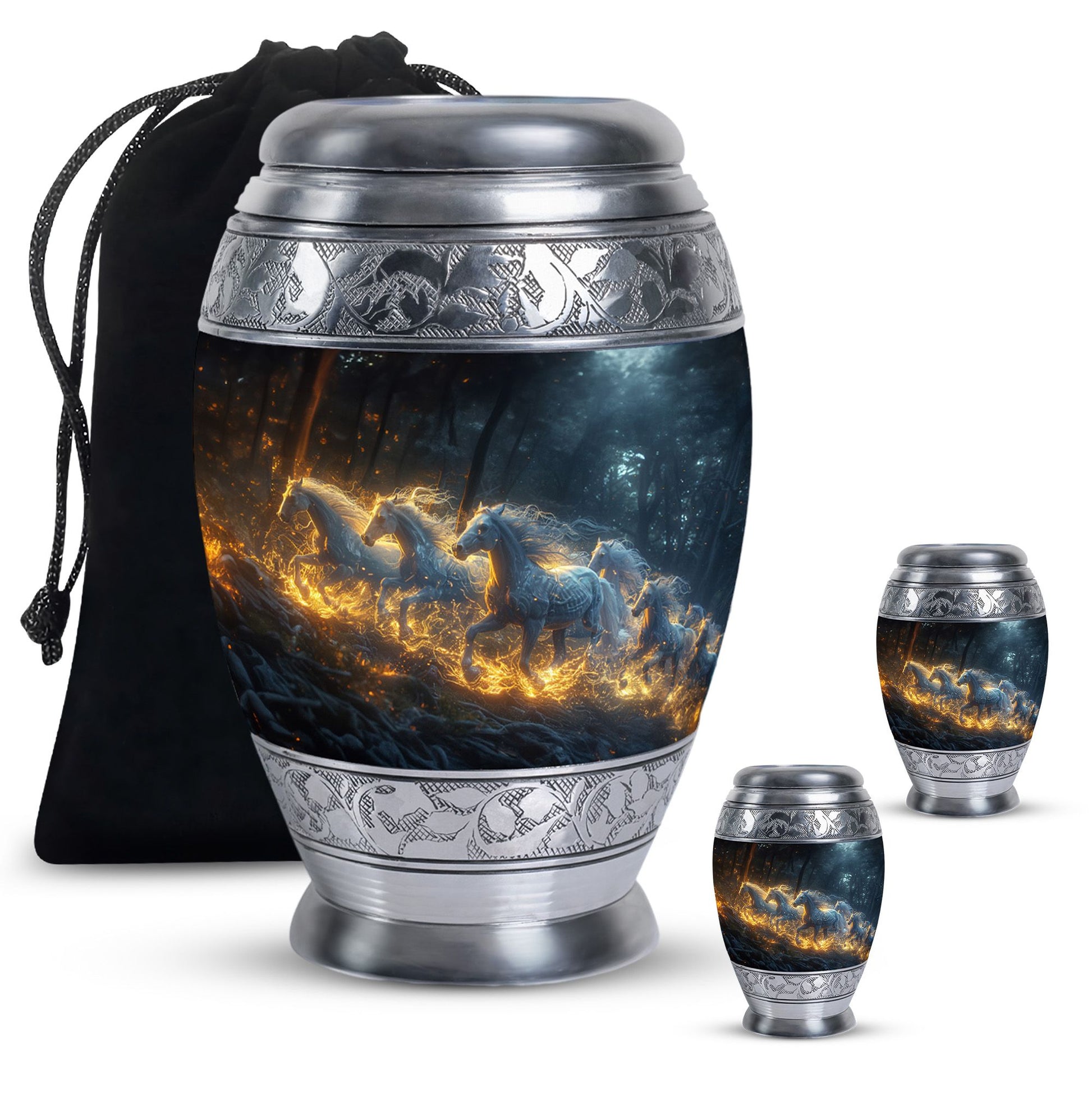 Galloping Horses Cremation Urn For Human Ashes - Urns For Adult Male