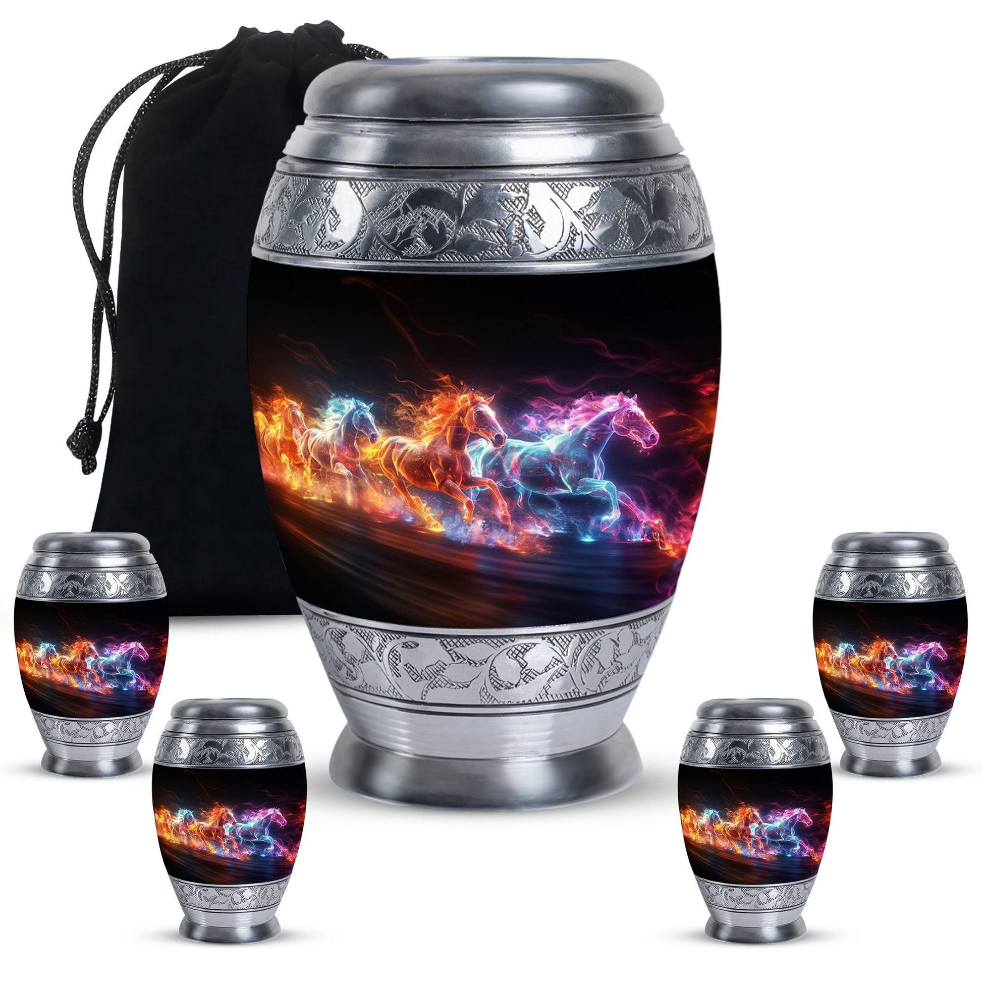 Running Horses Cremation Urns For Human Ashes - Burial Urns For Adult