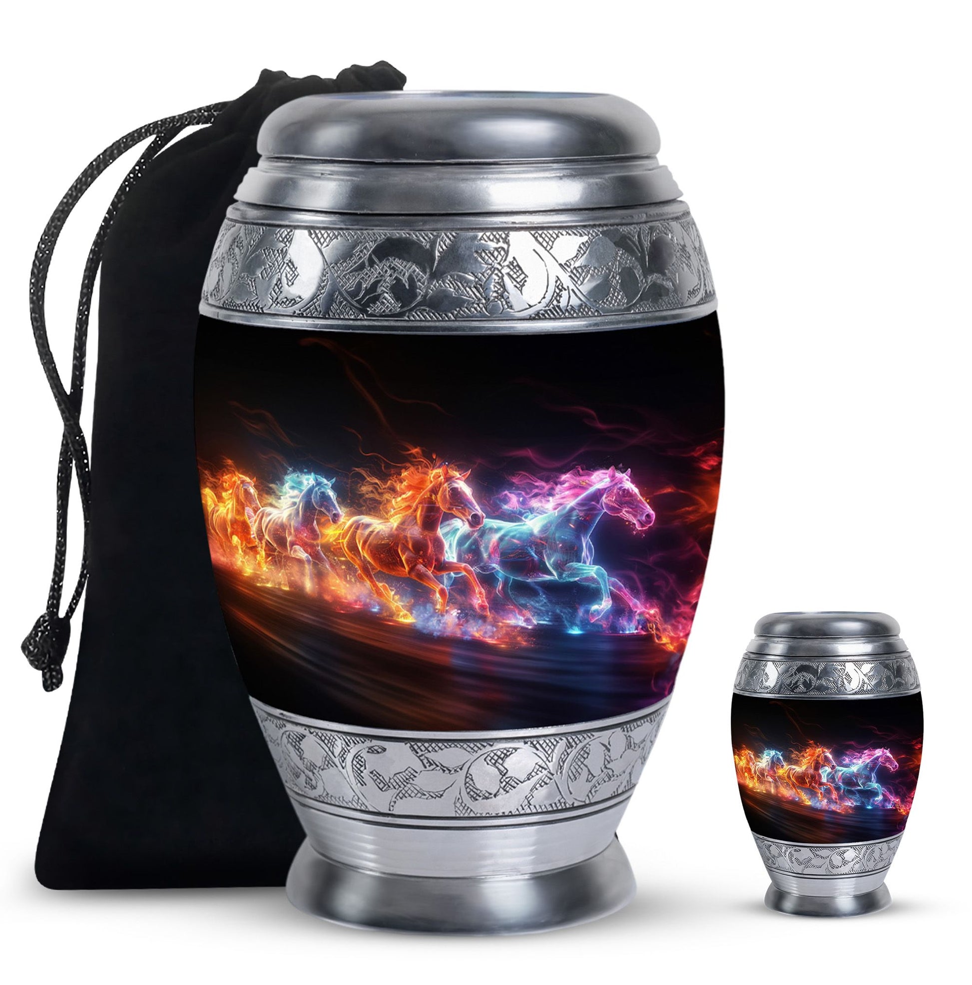 Running Horses Cremation Urns For Human Ashes - Burial Urns For Adult