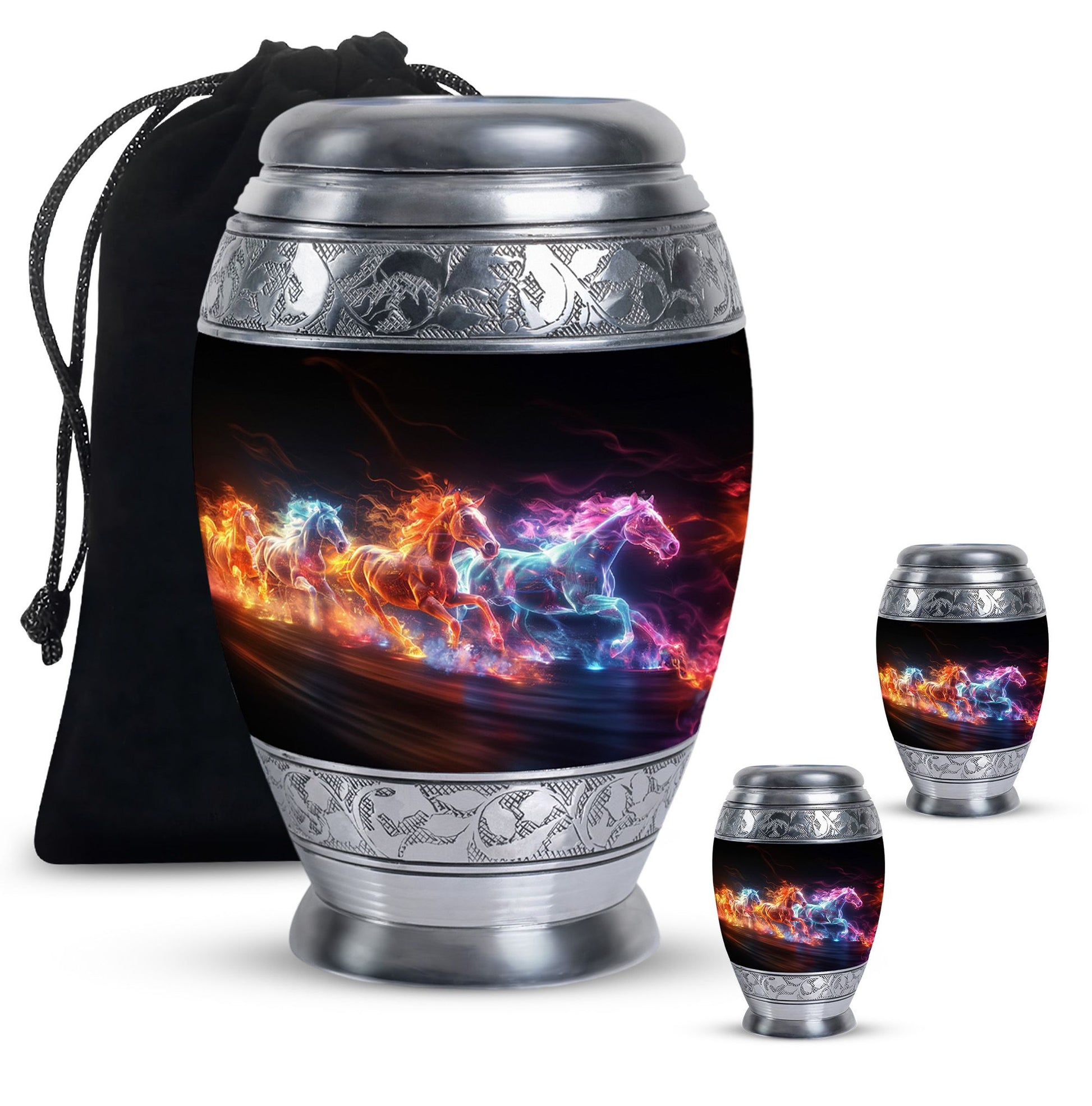 Running Horses Cremation Urns For Human Ashes - Burial Urns For Adult