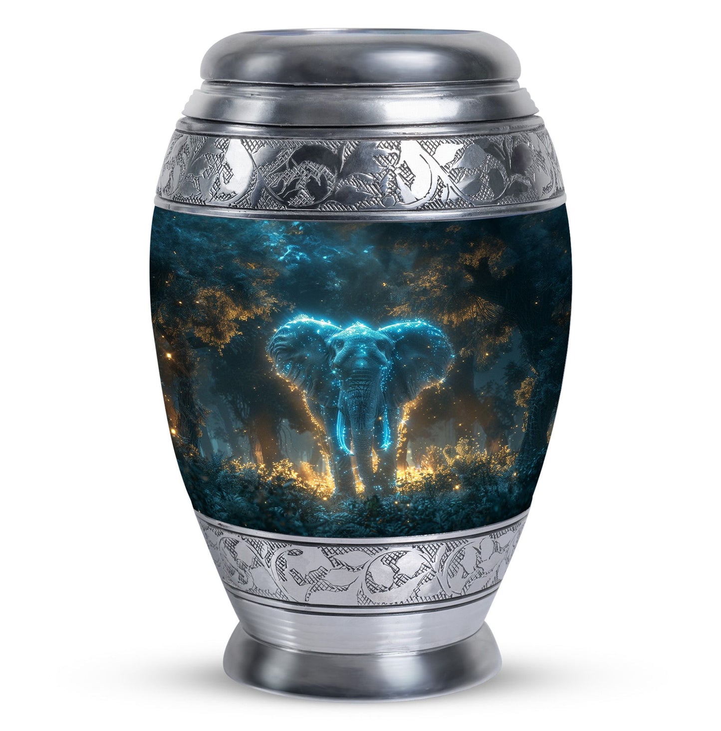 Blue Personalized Elephant Cremation Urn for Adults - 10-inch, 200 cu in - Yatskia