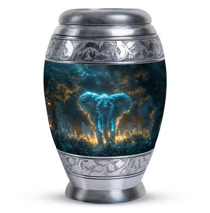 Blue Personalized Elephant Cremation Urn for Adults - 10-inch, 200 cu in - Yatskia