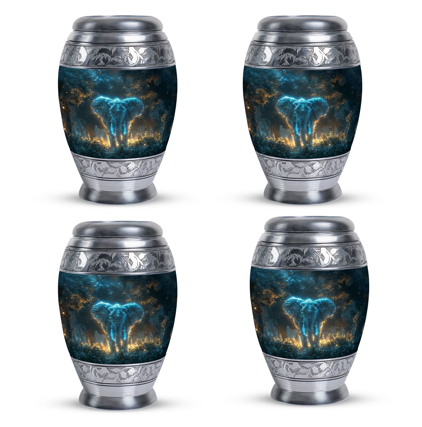 Blue Personalized Elephant Cremation Urn for Adults - 10-inch, 200 cu in - Yatskia